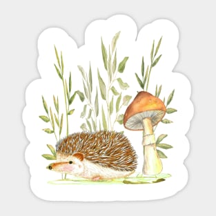 hedgehog and the mushroom Sticker